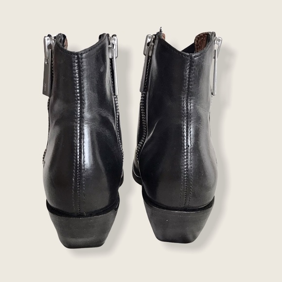 Frye Sacha Zip Shortie Black Leather Ankle Booties - Picture 12 of 16